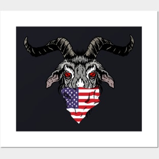 American Flag Bandana Goat Posters and Art